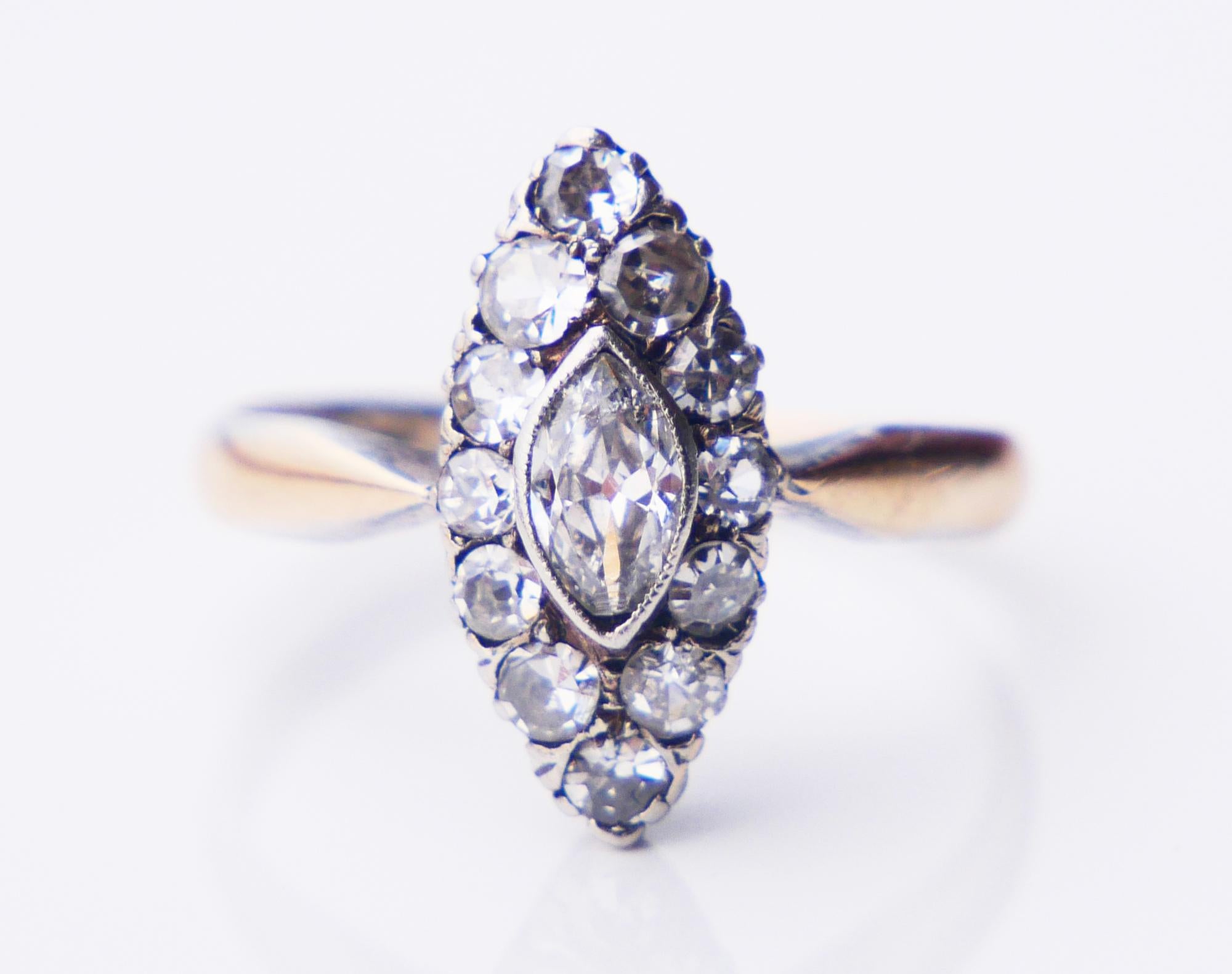 1929 Bague nordique 1ctw Diamants or massif 18K Ø 5.5 US /3gr en vente 1