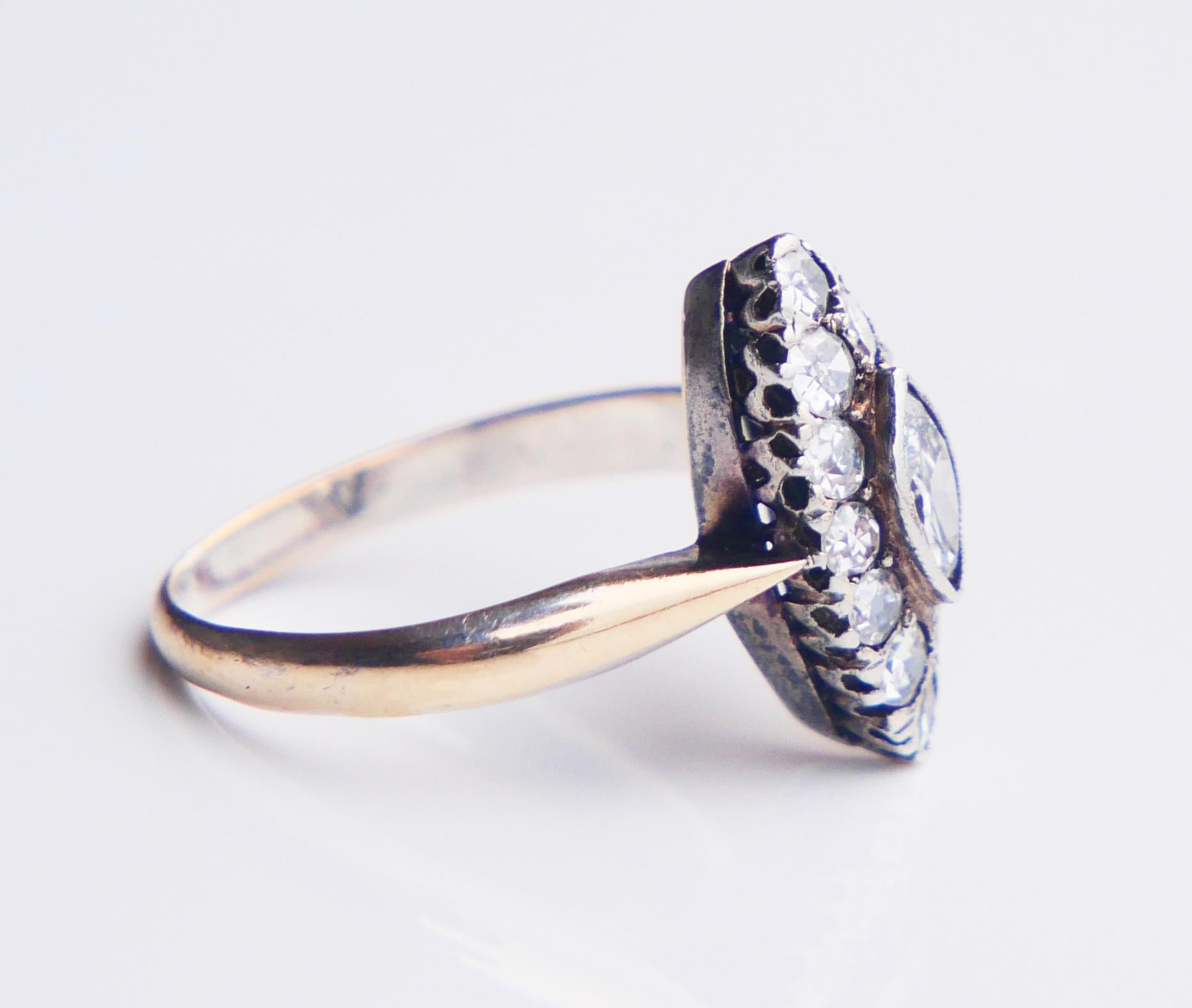 1929 Bague nordique 1ctw Diamants or massif 18K Ø 5.5 US /3gr en vente 3