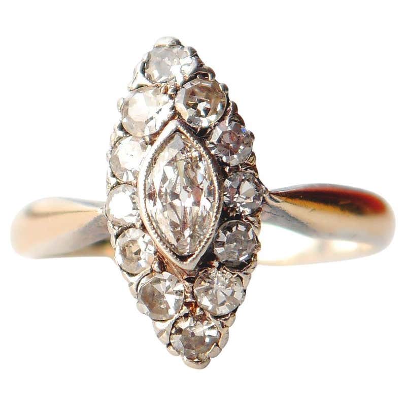 1885 Ring 1ctw Diamonds solid 18K Gold Silver Ø US7.75 / 6gr For Sale ...