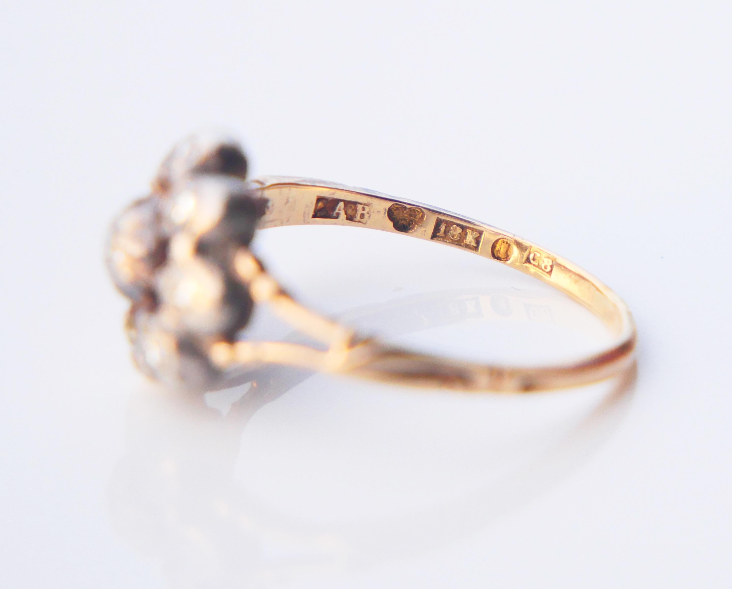 1929 Anello Nordico naturale 0,8ctw. Diamanti solidi in oro 18K Argento ØUS7,25 / 2,95 g in vendita 6