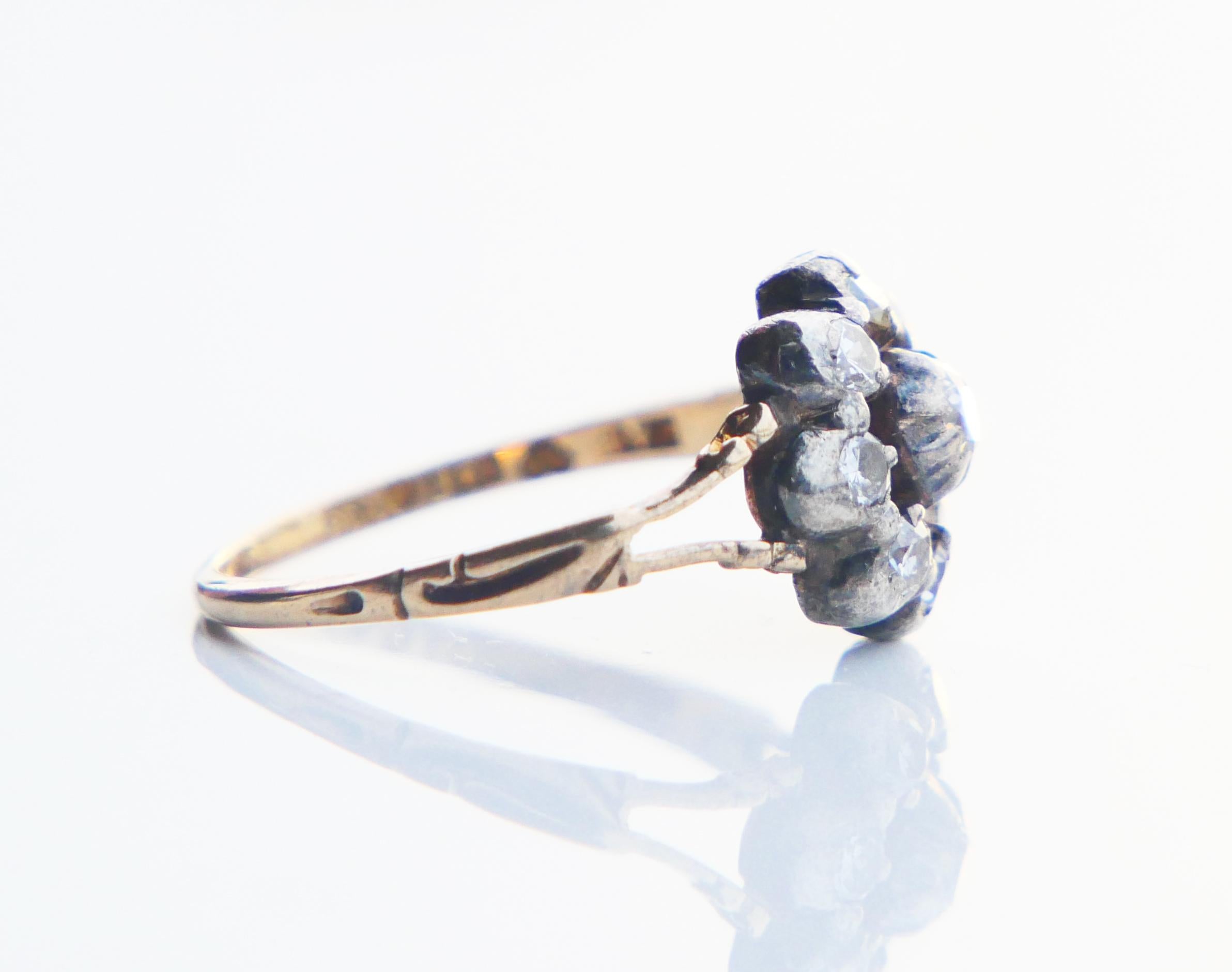 1929 Anello Nordico naturale 0,8ctw. Diamanti solidi in oro 18K Argento ØUS7,25 / 2,95 g in vendita 2