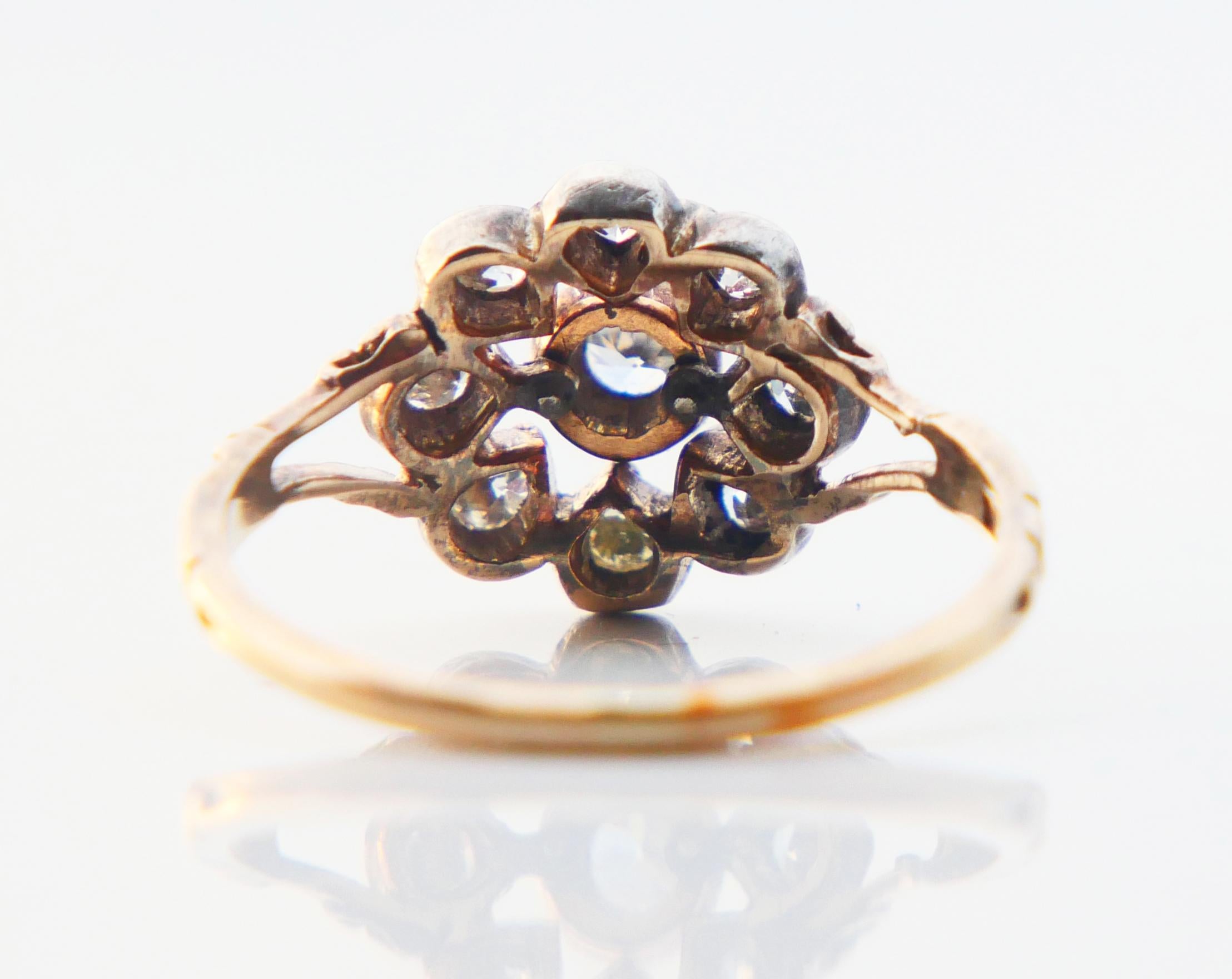 1929 Anello Nordico naturale 0,8ctw. Diamanti solidi in oro 18K Argento ØUS7,25 / 2,95 g in vendita 1