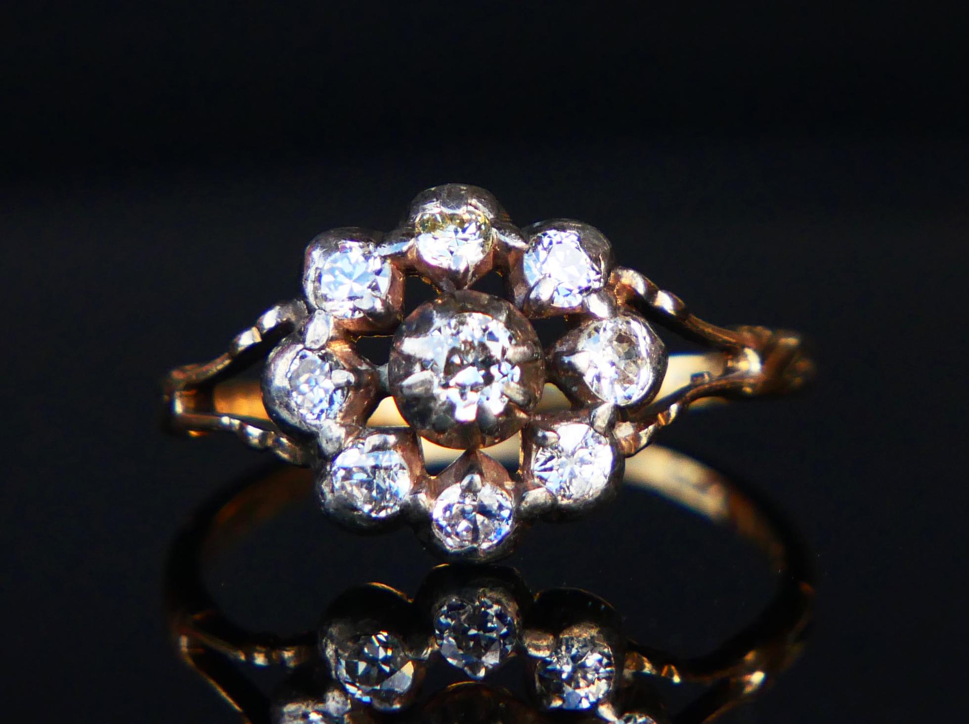 1929 Anello Nordico naturale 0,8ctw. Diamanti solidi in oro 18K Argento ØUS7,25 / 2,95 g in vendita 4