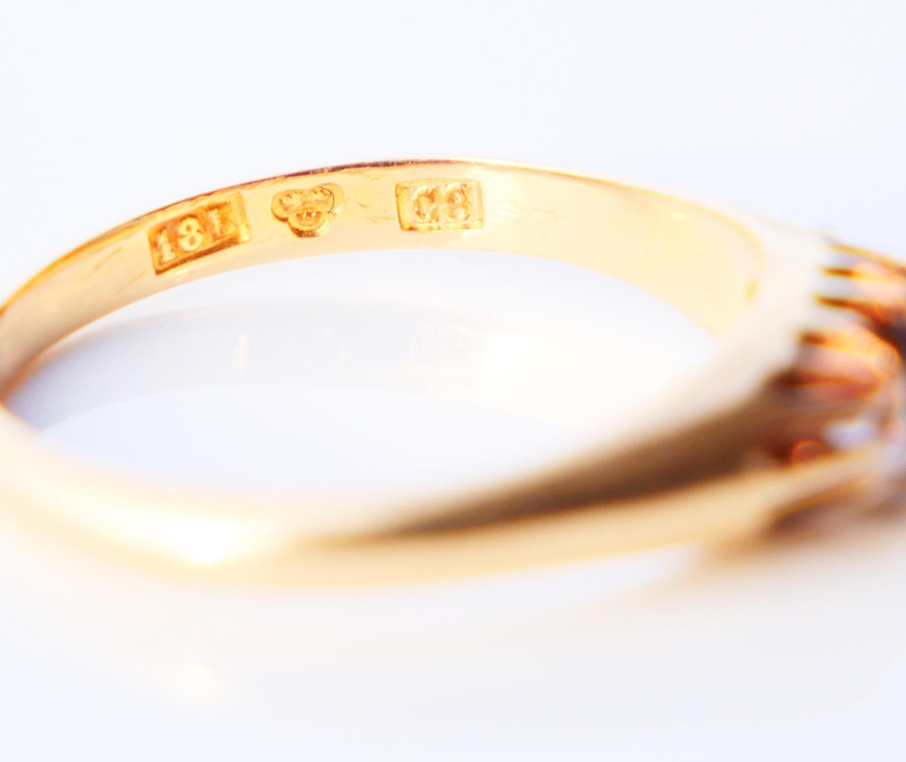1929 Nordischer Ring Saphir Diamanten massiv 18K Gold ØUS5 / 2.36 gr im Angebot 6