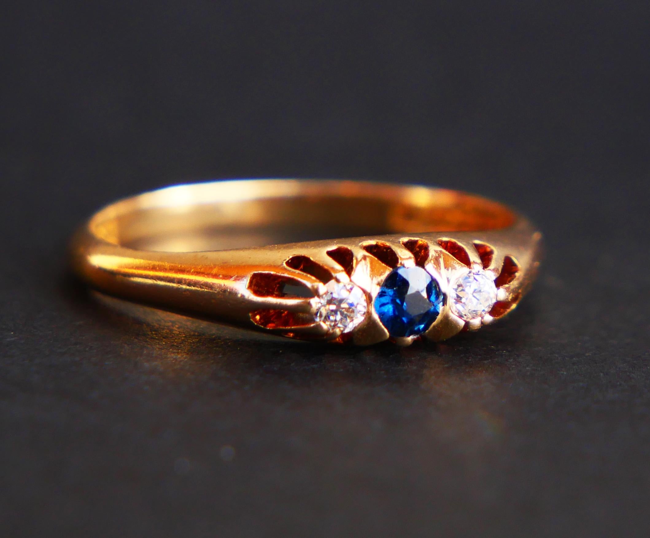 1929 Nordic Ring Sapphire Diamonds solid 18K Gold ØUS5 / 2.36 gr For Sale 4