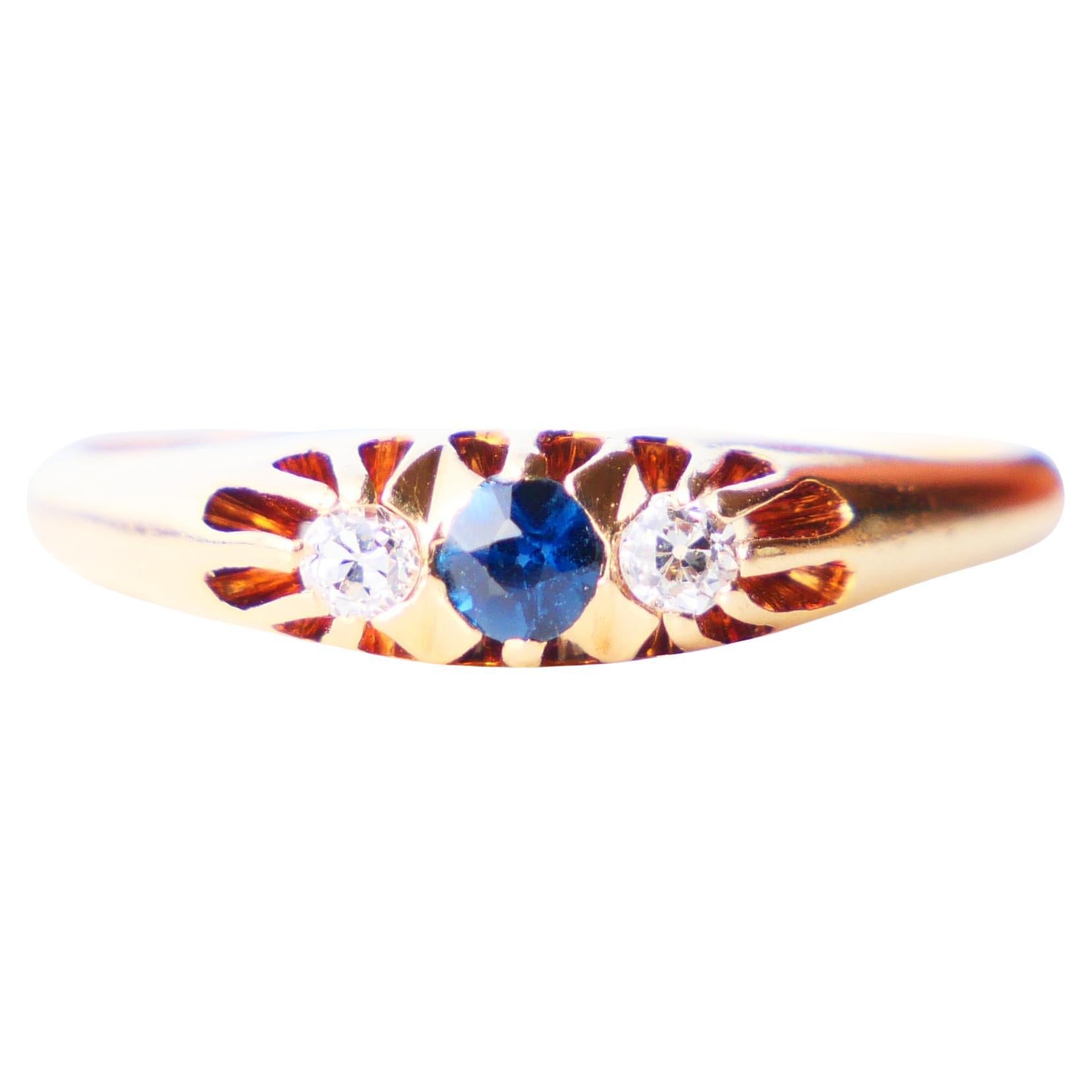 1929 Nordic Ring Sapphire Diamonds solid 18K Gold ØUS5 / 2.36 gr For Sale