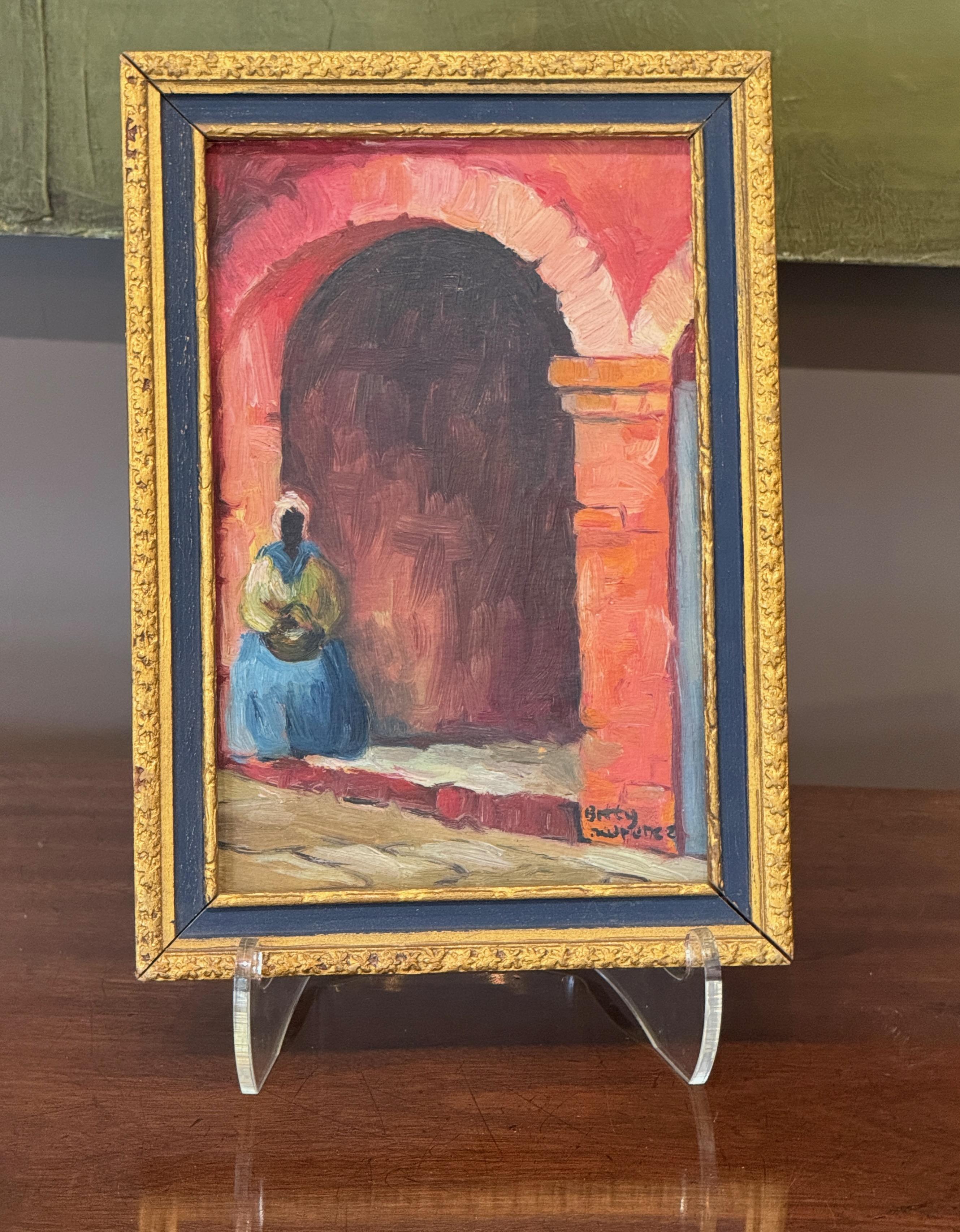 1929 Öl auf Karton Gemälde von Betty Lawrence von einem New Orleans Straßenverkäufer (Frühes 20. Jahrhundert) im Angebot