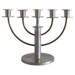 1929 Candelabros de estaño y latón atribuidos a Sylvia Stave