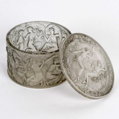 1929 René Lalique Box Figurines Et Voiles Glass with Grey Patina