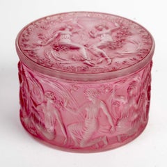1929 René Lalique Box Figurines Et Voiles Glass with Pink Patina