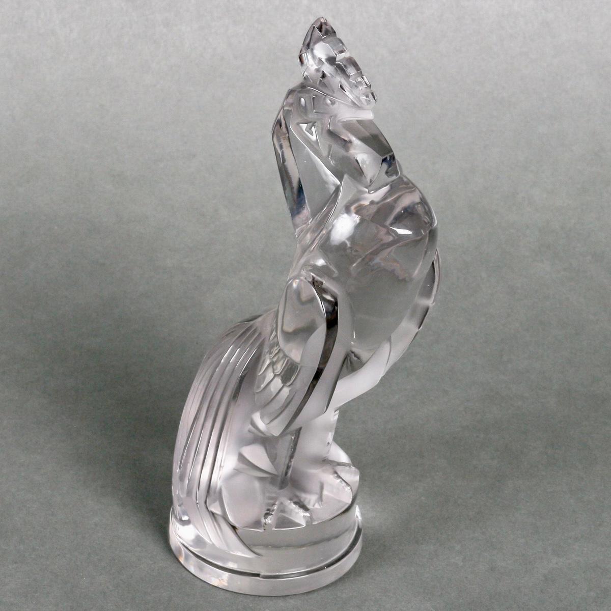 Art Déco 1929 René Lalique, Bicchiere con mascotte d'auto Coq Houdan Rooster in vendita