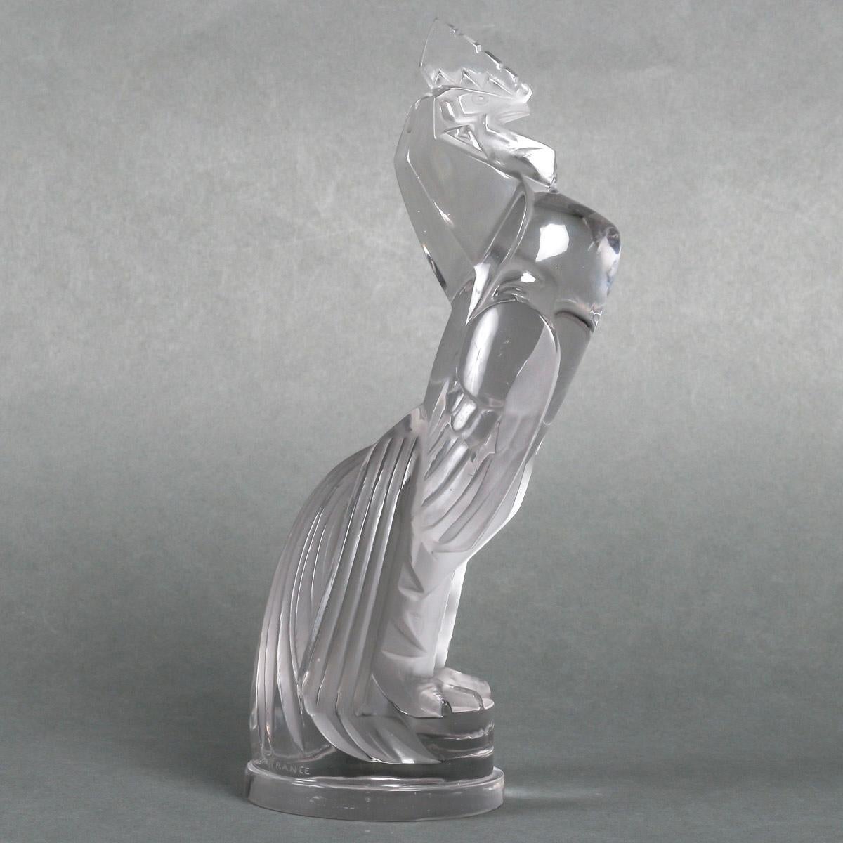 Francese 1929 René Lalique, Bicchiere con mascotte d'auto Coq Houdan Rooster in vendita