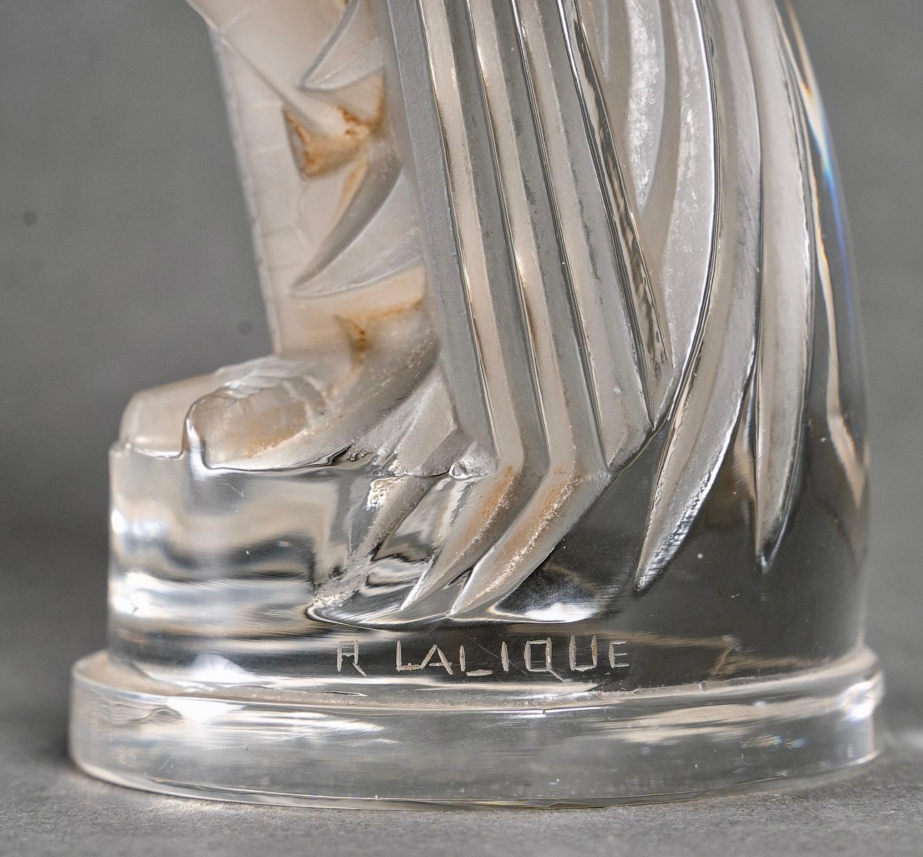 1929 René Lalique, Car Mascot Coq Houdan Rooster Glass 1