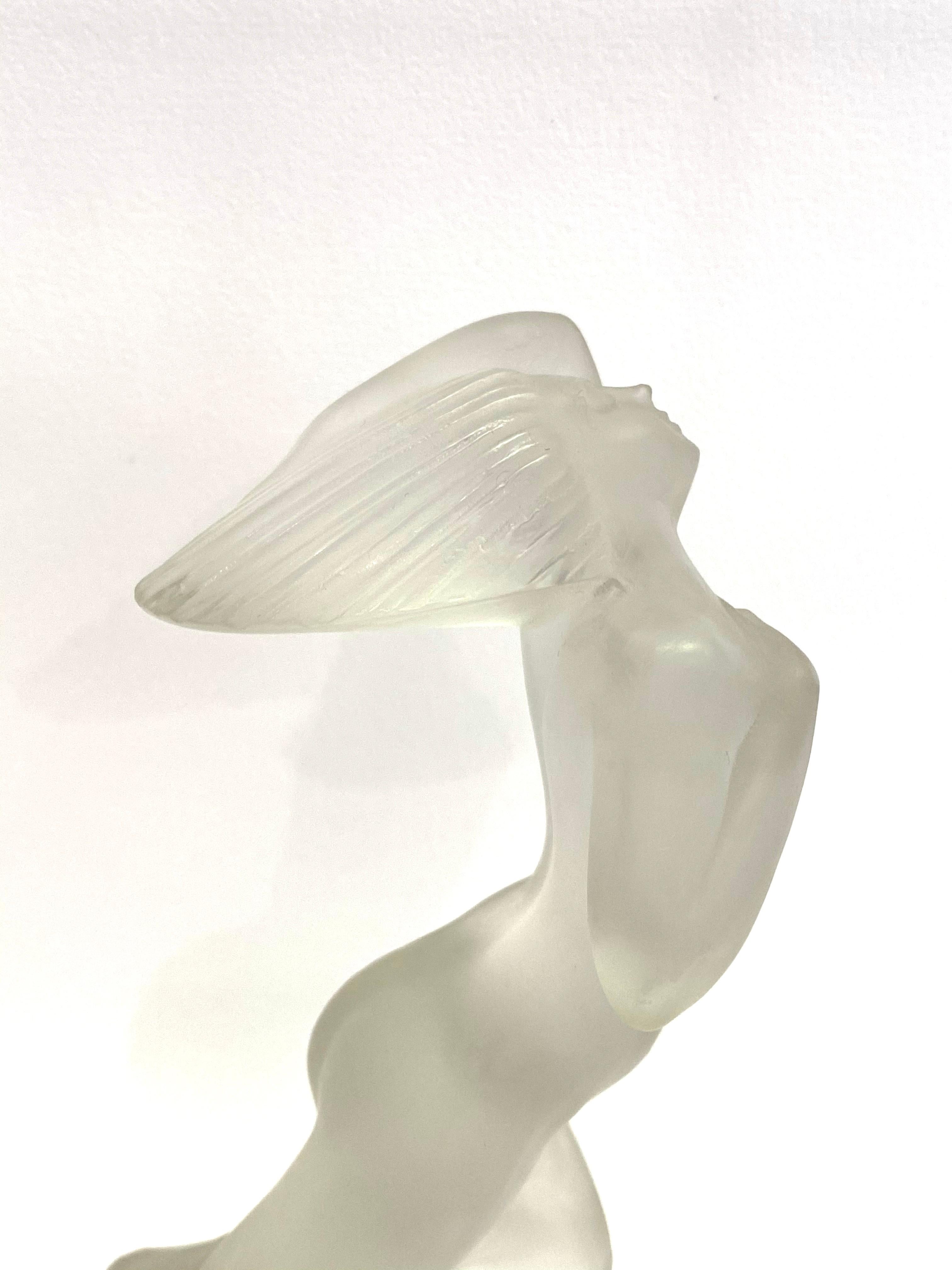 French 1929 René Lalique Cote D'Azur Statuette in Frosted Glass Women
