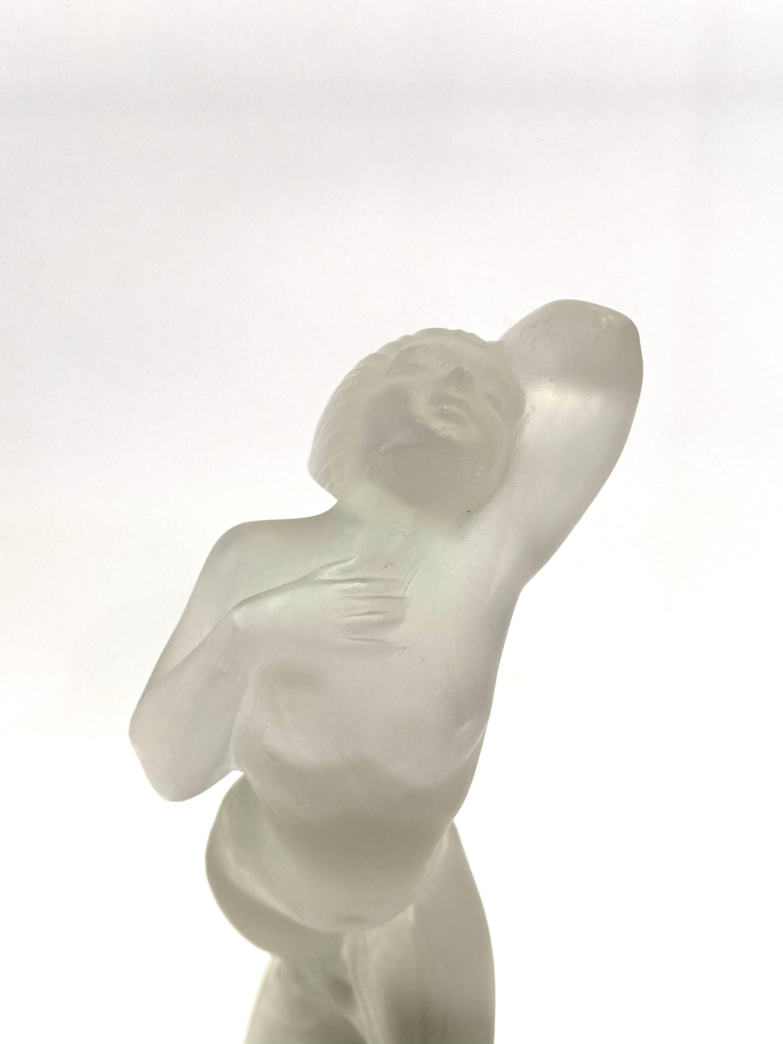 Molded 1929 René Lalique Cote D'Azur Statuette in Frosted Glass Women