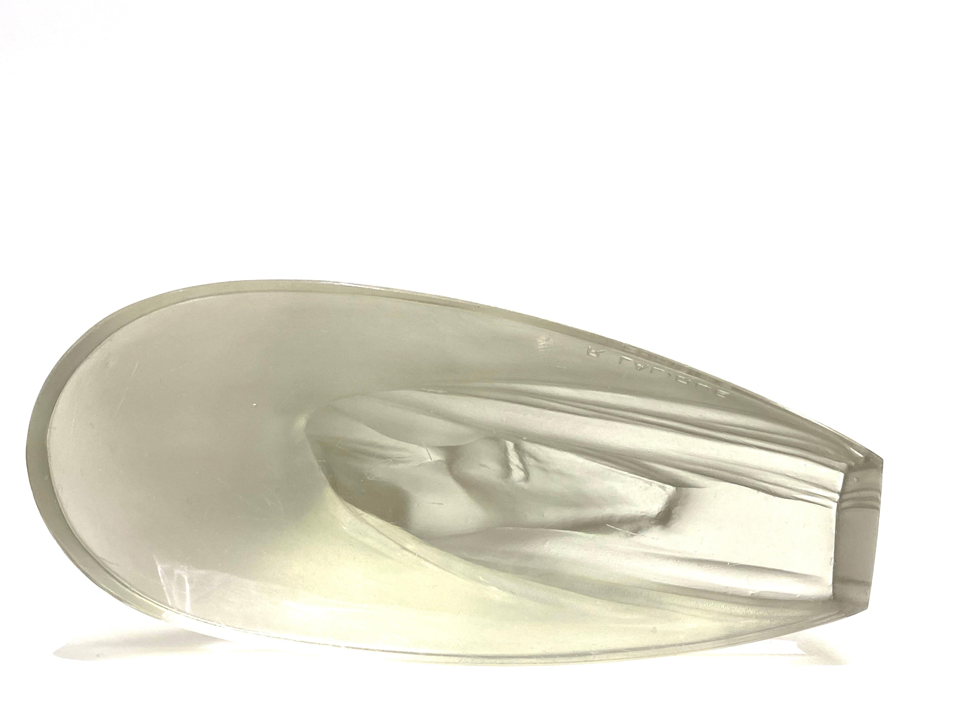 Blown Glass 1929 René Lalique Cote D'Azur Statuette in Frosted Glass Women