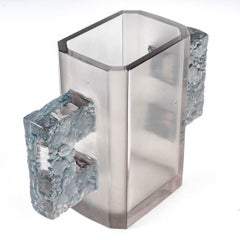 1929 René Lalique, Handled Vase Margaret Glass with Blue Patina