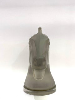 1929 René Lalique Longchamp B Car Mascot Hood Ornament in Clear Glass Horse Head