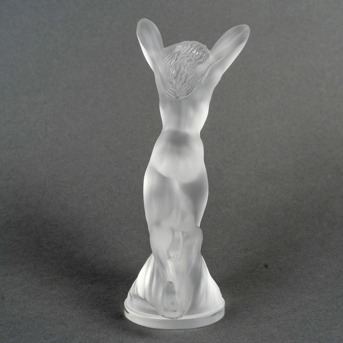 French 1929 Rene Lalique Original Car Mascot Hood Ornament Vitesse Glass For Sale