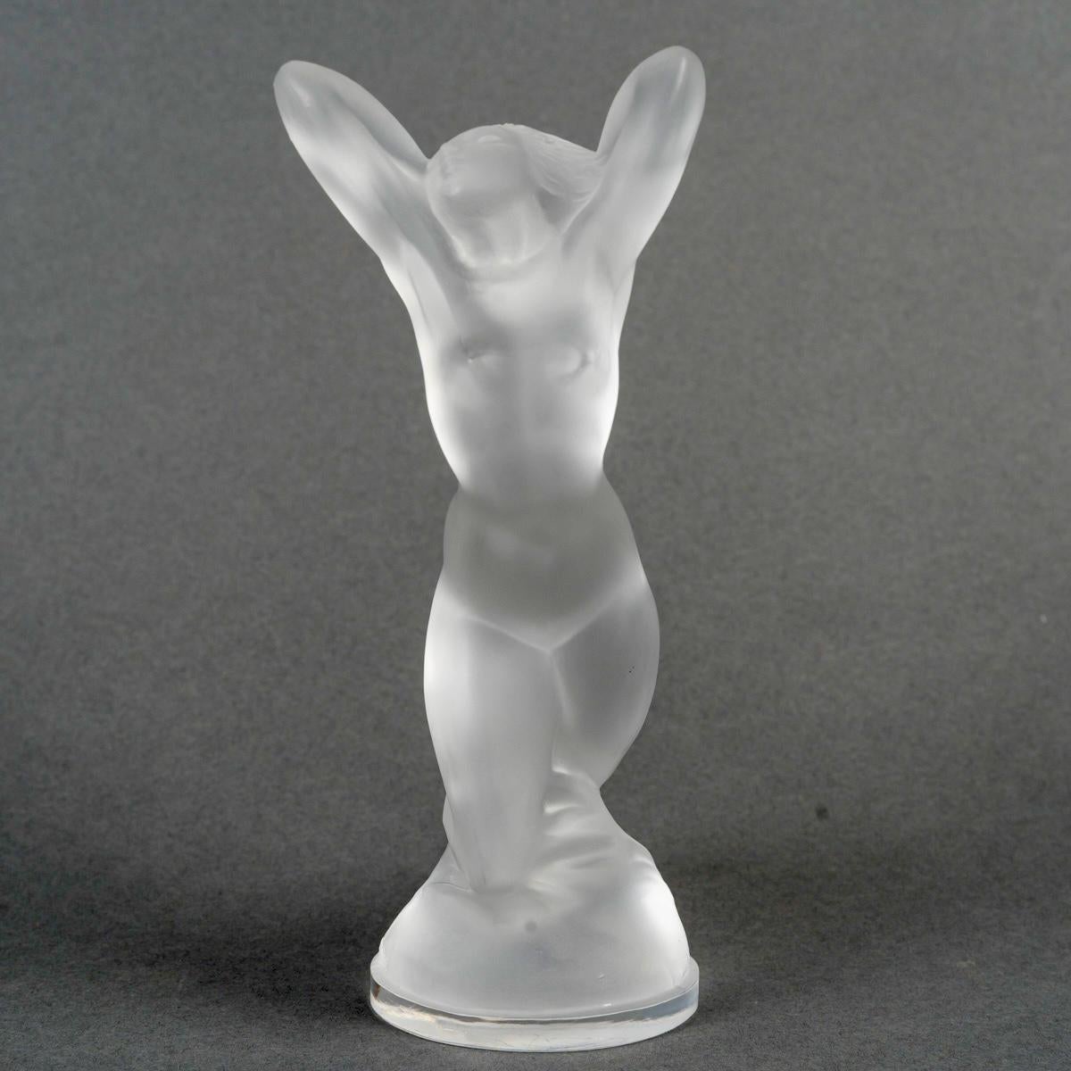 Molded 1929 Rene Lalique Original Car Mascot Hood Ornament Vitesse Glass For Sale