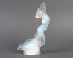 1929 Rene Lalique Original Car Mascot Hood Ornament Vitesse Opalescent Glass
