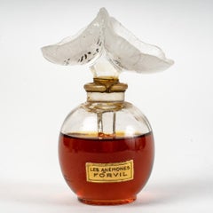 1929 René Lalique - Perfume Bottle Les Anémones Glass With Black Enamel For Forv