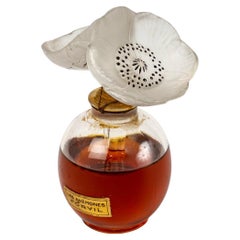 1929 René Lalique - Perfume Bottle Les Anémones Glass With Black Enamel For Forv