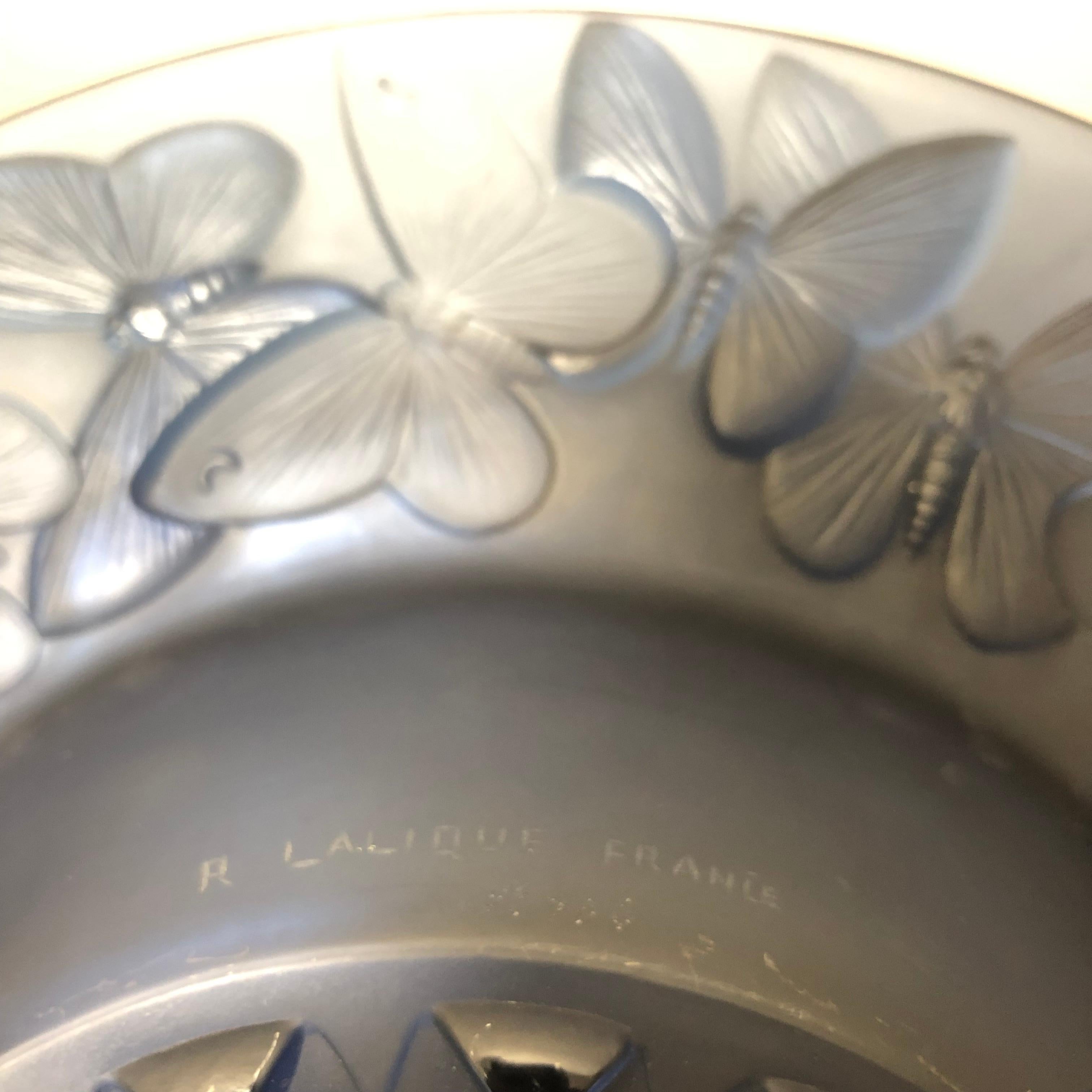 1929 René Lalique Phalenes Bowl Navy Blue Glass, Butterflies, Moths 2