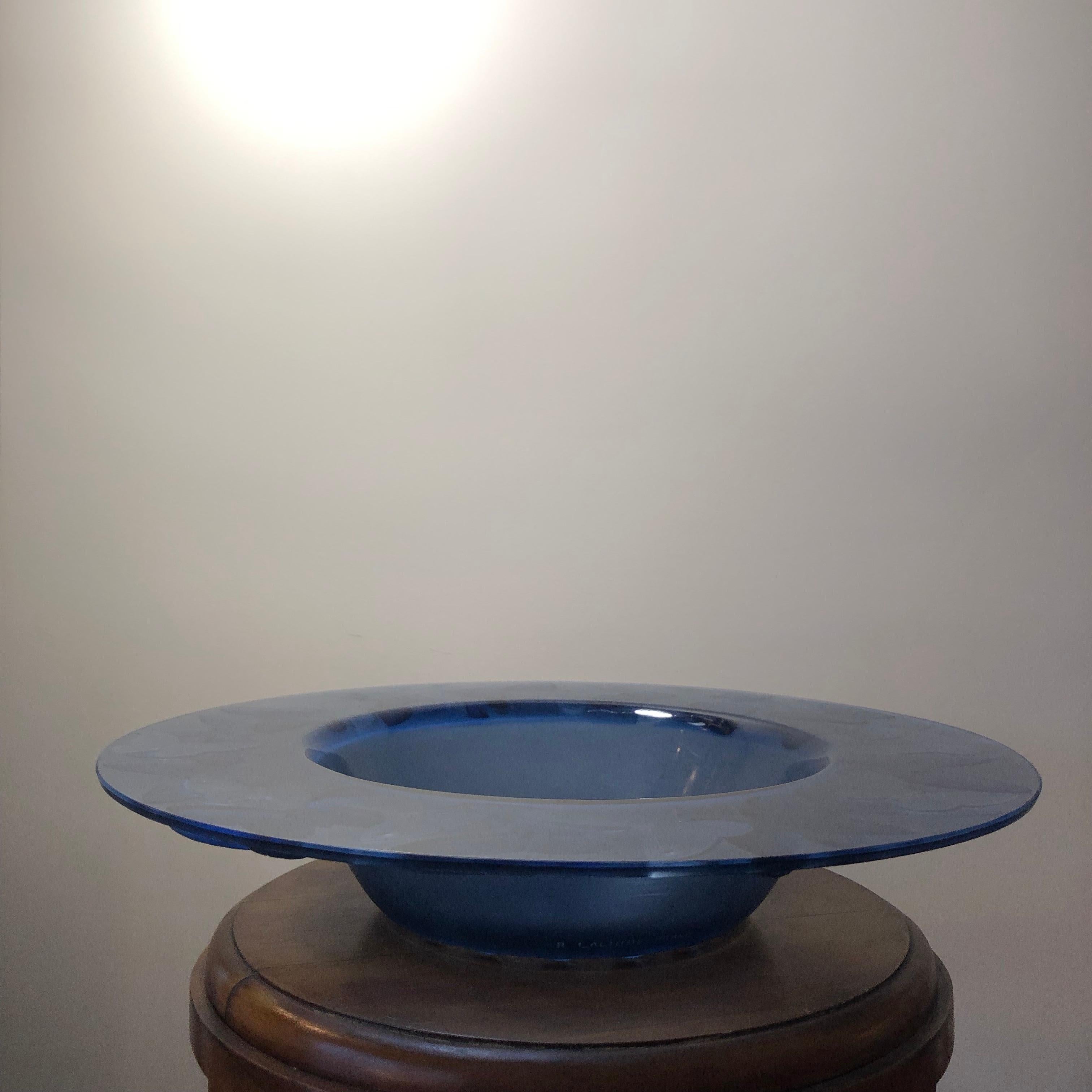 Art Deco 1929 René Lalique Phalenes Bowl Navy Blue Glass, Butterflies, Moths