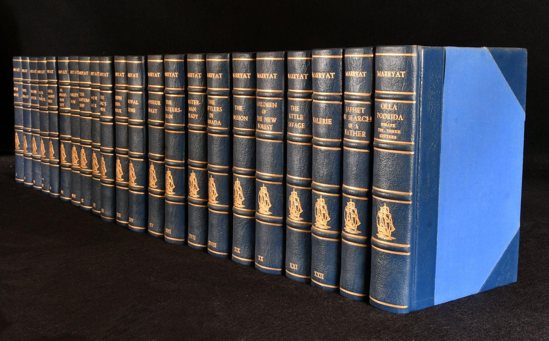 A superb set of the novels of Captain Marryat, elegantly and uniformly bound in half morocco, and illustrated throughout.

A twenty-two volume set in half morocco bindings, with pictorial gilt to the spines. All edges gilt.

Captain Frederick