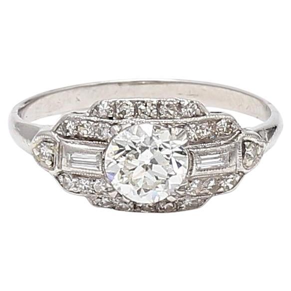 1.92ct Circular Brilliant Diamond Platinum Vintage Wedding Ring (GIA) For Sale