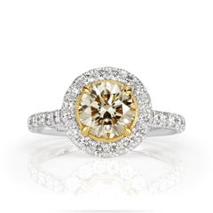 1.92ct Fancy Light Yellow Round Brilliant Cut Diamond Engagement Ring
