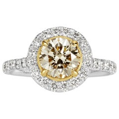 1.92ct Fancy Light Yellow Round Brilliant Cut Diamond Engagement Ring