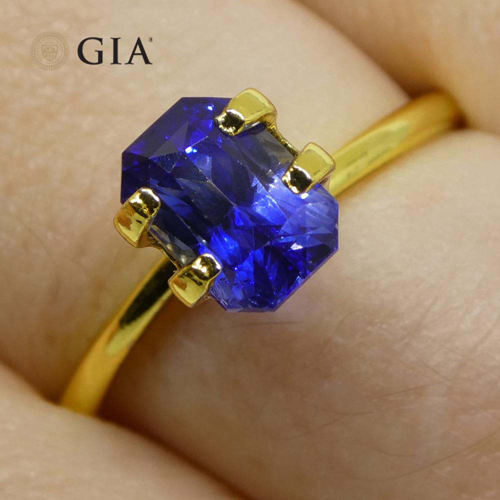 Brilliant Cut 1.92ct Octagonal/Emerald Cut Blue Sapphire GIA Certified Sri Lanka   For Sale