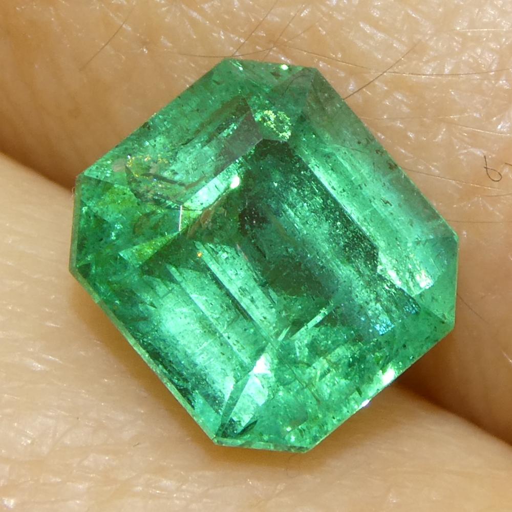 1.92ct Octagonal/Emerald Cut Green Emerald from Zambia For Sale 8