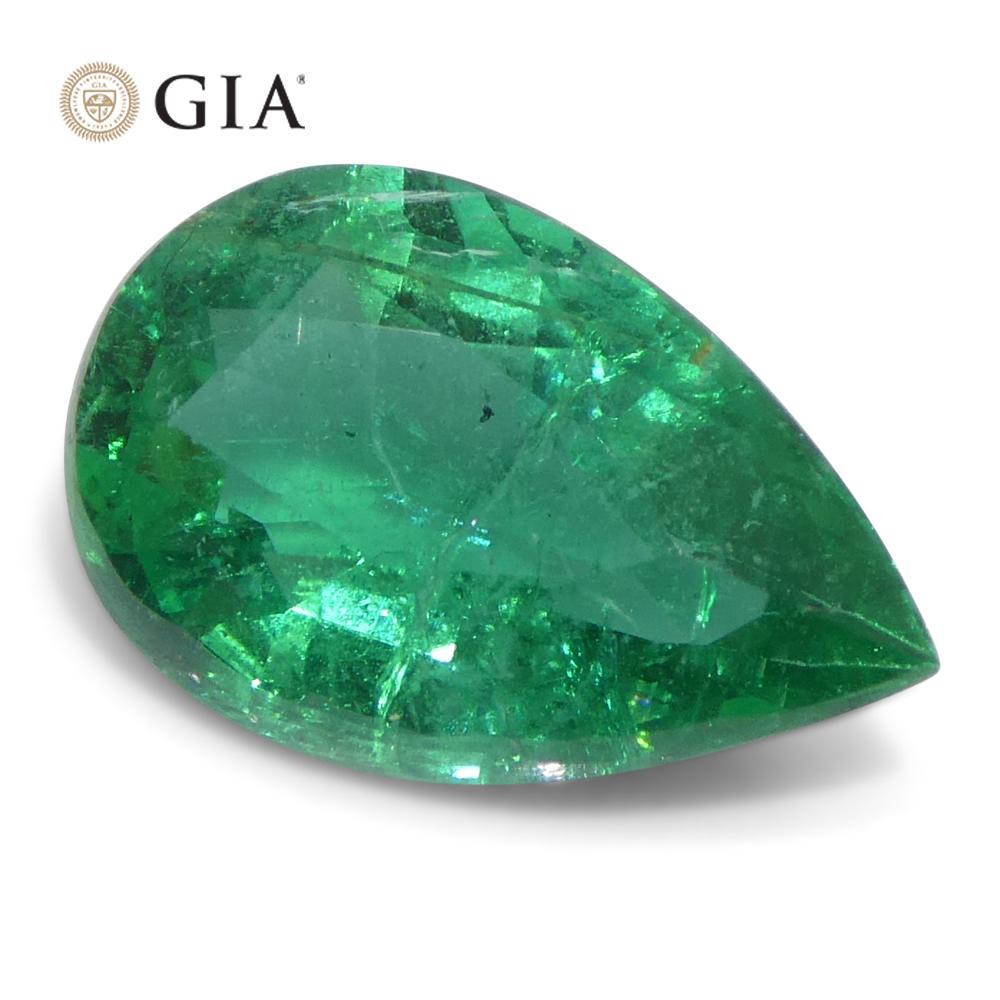 1.92ct Pear Green Emerald GIA Certified Zambia (F2) For Sale 5