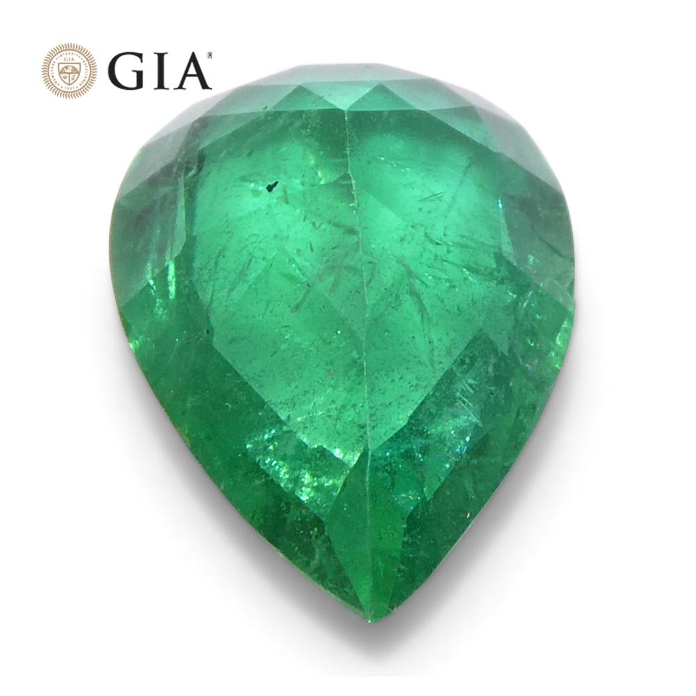 1.92ct Pear Green Emerald GIA Certified Zambia (F2) For Sale 6