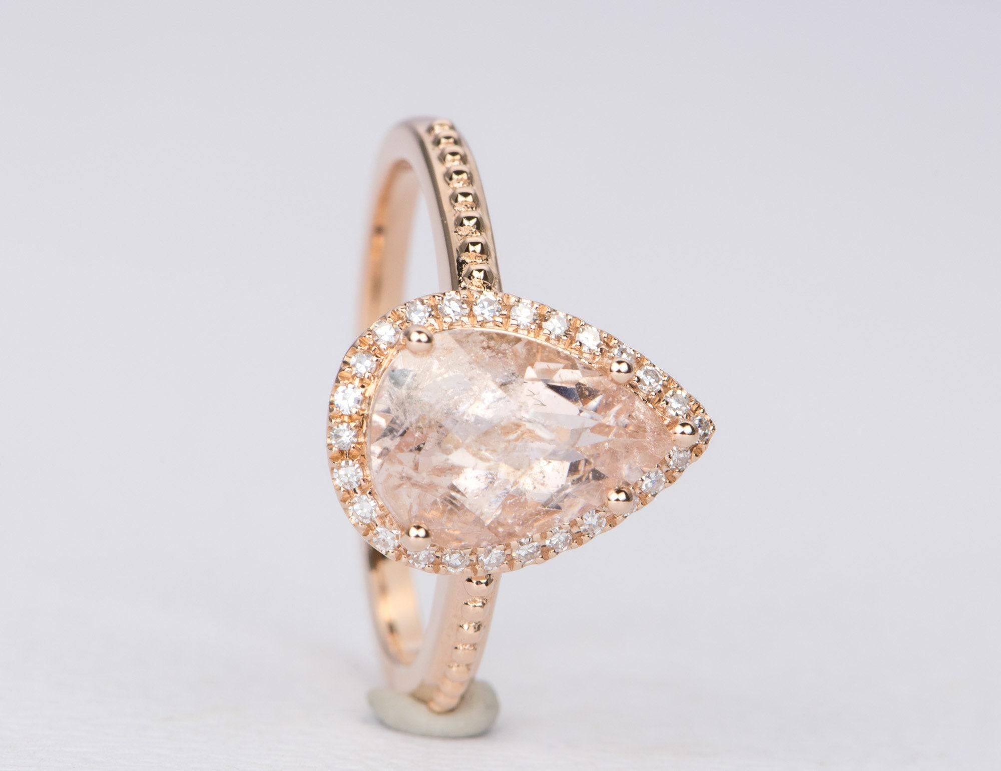 pear morganite engagement ring rose gold