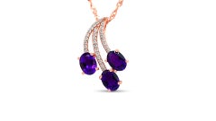 1.92 Ctw Amethyst Halo Pendant Necklace 18K Rose Gold Plated Over 925 Silver