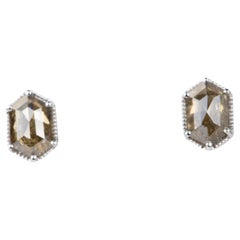 1.92ctw Hexagon Salt and Pepper Diamond Earrings 14K White Gold Ear Studs R3134