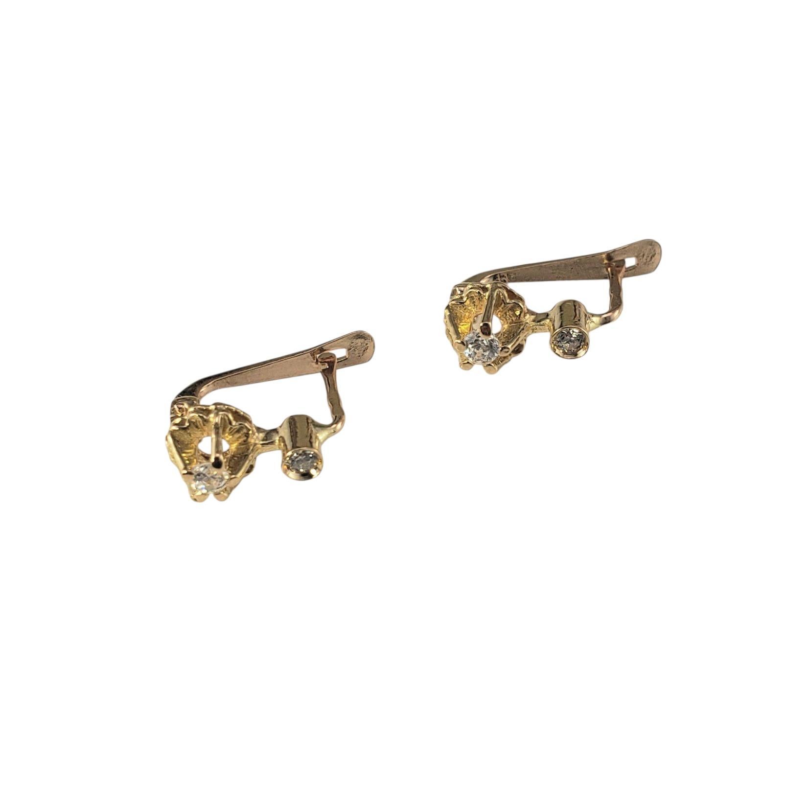 Contemporain Boucles d'oreilles à levier en or jaune 19.2K avec diamants #23412 en vente