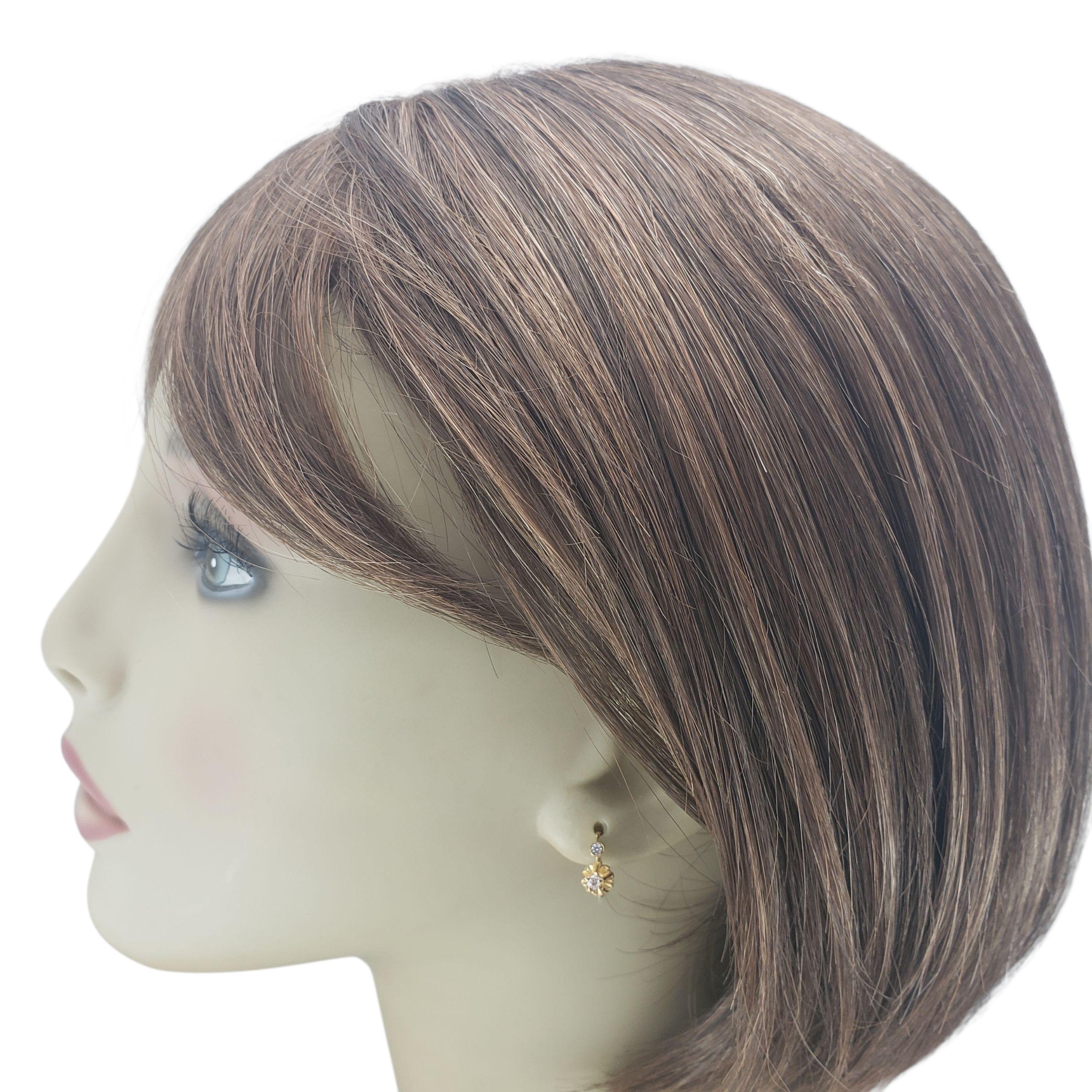 Boucles d'oreilles à levier en or jaune 19.2K avec diamants #23412 Pour femmes en vente