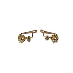 Boucles d'oreilles à levier en or jaune 19.2K avec diamants #23412
