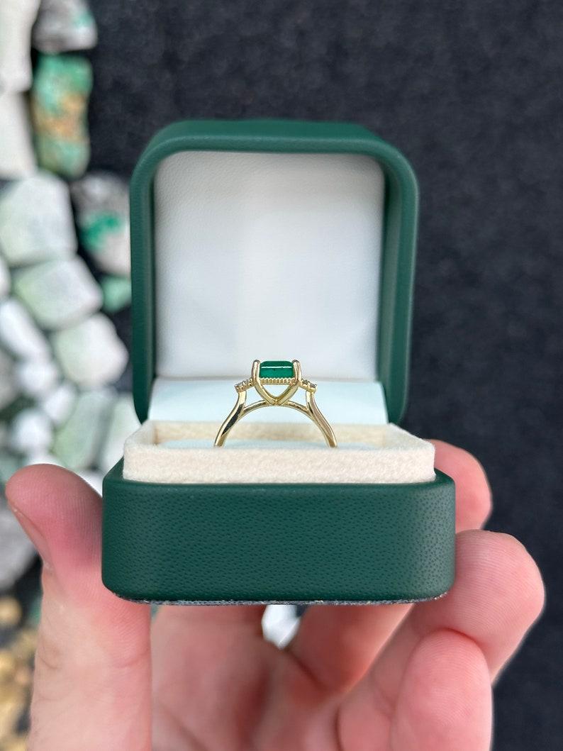 1.92tcw 14K Natural Asscher Emerald & Diamond Engagement Ring In New Condition For Sale In Jupiter, FL