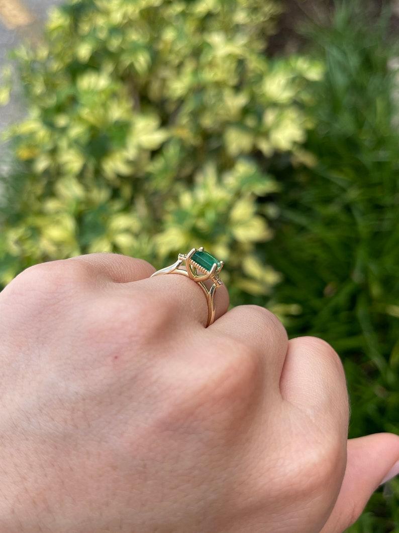 1.92tcw 14K Natural Asscher Emerald & Diamond Engagement Ring For Sale 2