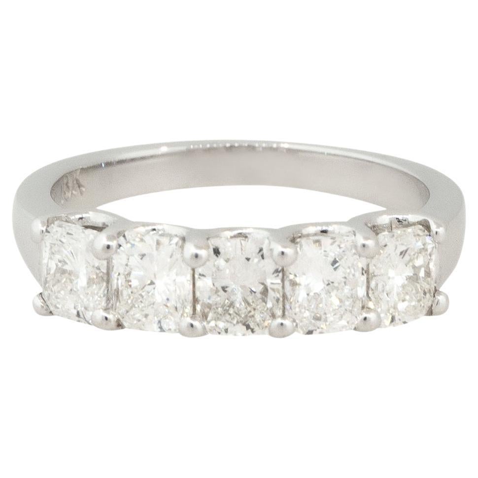 1.93 Carat 5 Stone Radiant Cut Diamond Wedding Band 18 Karat in Stock