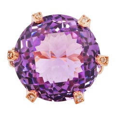 19.3 Carat Amethyst, Pink Tourmaline and Diamond Ring in 14 Karat Rose Gold