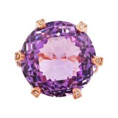 19.3 Carat Amethyst, Pink Tourmaline and Diamond Ring in 14 Karat Rose Gold