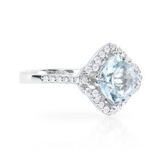 Sunita Nahata Aquamarine 1.93ct. Elegant Ring in 18KWG with Diamond