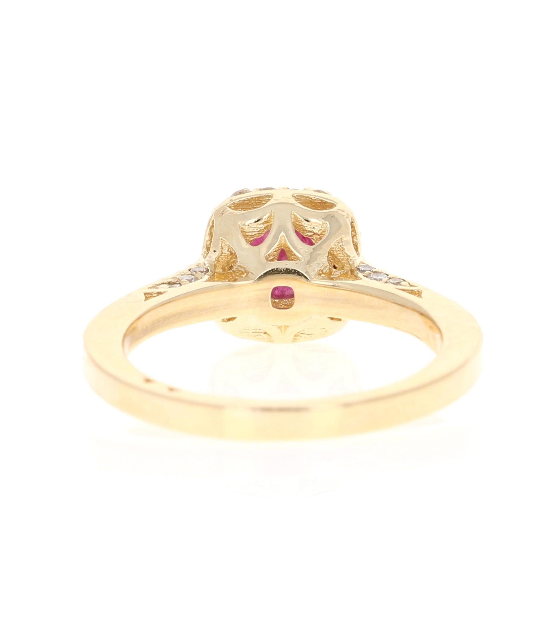 1.93 Carat Cabochon Ruby Diamond 14 Karat Engagement Ring In New Condition In Los Angeles, CA